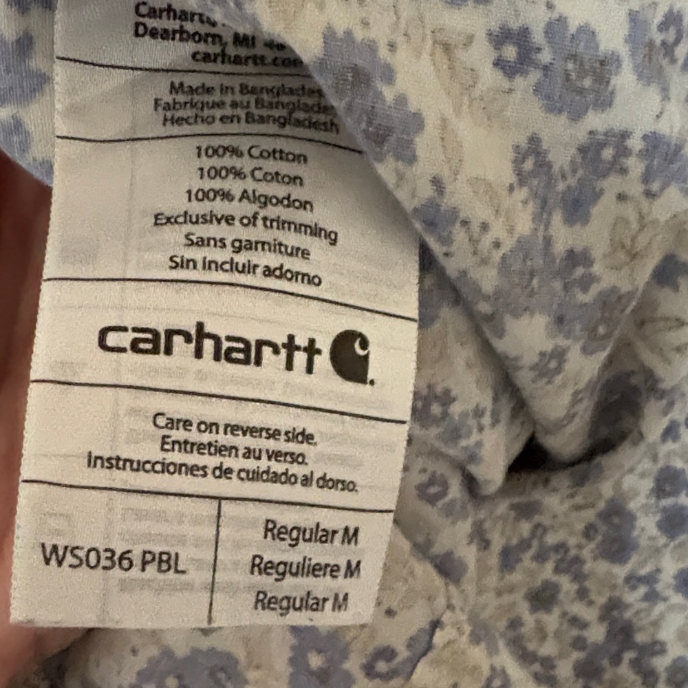 Carhartt Short-Sleeve Floral Button-Up Shirt - Blue/Cream - Picture 4 of 9